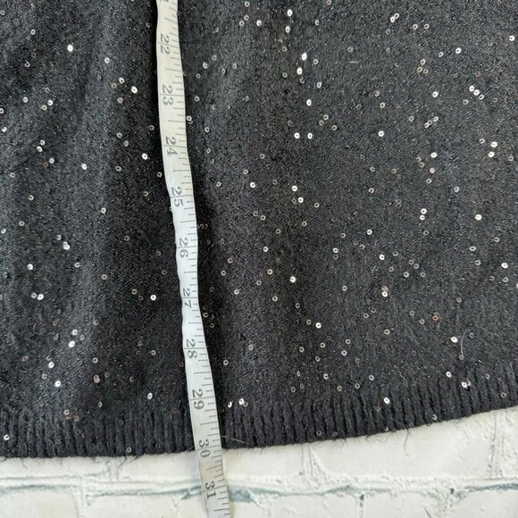 NWT Loft black sequin embroidered pull on knit midi skirt size S - Picture 9 of 10
